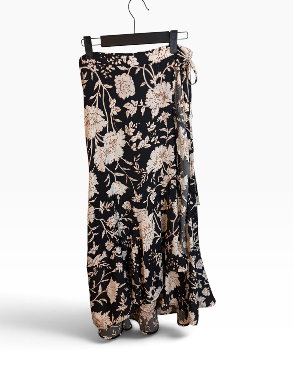 Summersalt Black Neutral Floral Wrap Midi Skirt